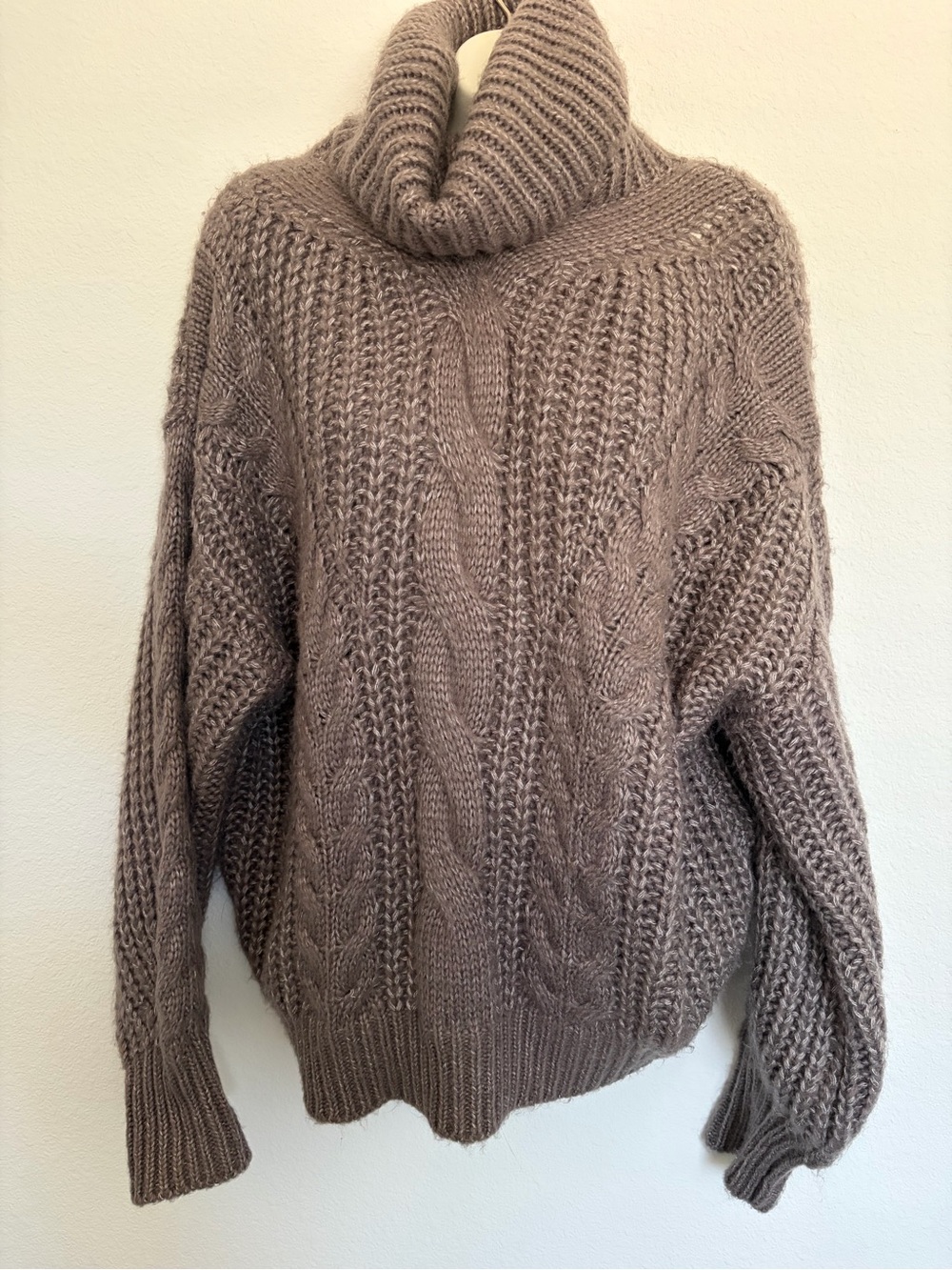 Fate Cable Knit Cowl Neck Sweater - S